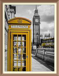 Yellow Telephone Cabinet and Big Ben Tower - Diamond Paintings - Diamond Art - Paint With Diamonds - Legendary DIY  | Free shipping | 50% Off