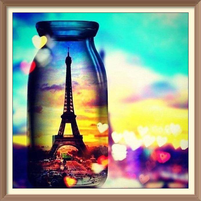 Eiffel Tower Looking Over The Bottle - Diamond Paintings - Diamond Art - Paint With Diamonds - Legendary DIY  | Free shipping | 50% Off