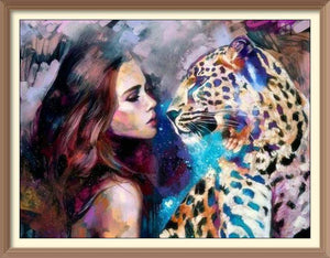 Girl And The Jaguar - Diamond Paintings - Diamond Art - Paint With Diamonds - Legendary DIY  | Free shipping | 50% Off