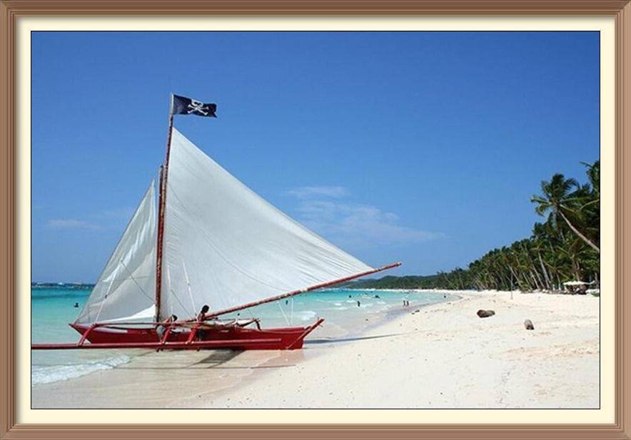 Pirate Boat And White Sand Beach - Diamond Paintings - Diamond Art - Paint With Diamonds - Legendary DIY  | Free shipping | 50% Off