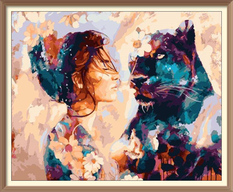 Girl And The Black Panther - Diamond Paintings - Diamond Art - Paint With Diamonds - Legendary DIY  | Free shipping | 50% Off