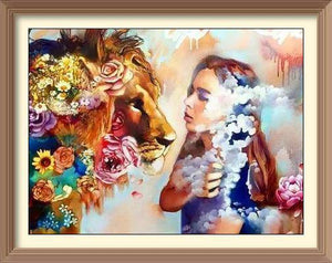 Girl And The Flower Lion - Diamond Paintings - Diamond Art - Paint With Diamonds - Legendary DIY  | Free shipping | 50% Off