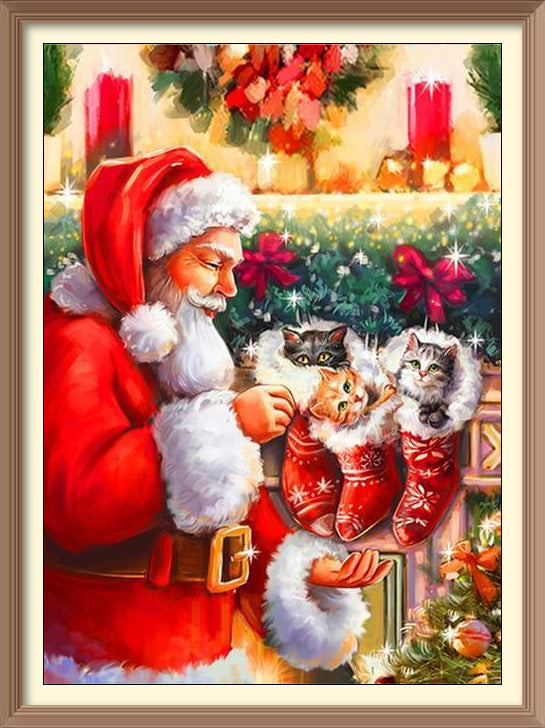 Santa Claus and 2 Kitten