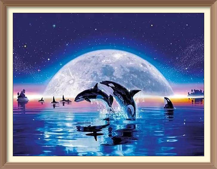 Whale under the Moon Light - Diamond Paintings - Diamond Art - Paint With Diamonds - Legendary DIY - Best price - Premium - Free Shipping - Arts and Crafts