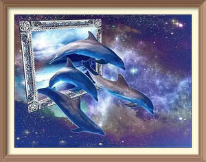 Mirror of Dolphins - Diamond Paintings - Diamond Art - Paint With Diamonds - Legendary DIY - Best price - Premium - Free Shipping - Arts and Crafts