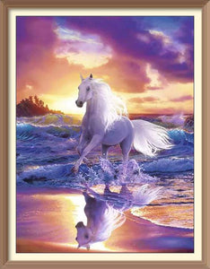 White Horse Under Dawn - Diamond Paintings - Diamond Art - Paint With Diamonds - Legendary DIY  | Free shipping | 50% Off