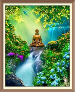 Resting Buddha in the Woods - Diamond Paintings - Diamond Art - Paint With Diamonds - Legendary DIY - Best price - Premium - Free Shipping - Arts and Crafts