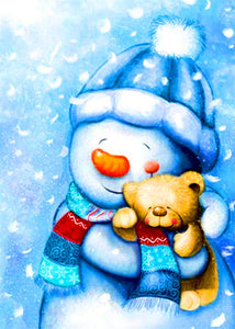 Snowman with Teddy Bear