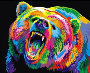 Multicolored Angry Bear - Diamond Paintings - Diamond Art - Paint With Diamonds - Legendary DIY  | Free shipping | 50% Off