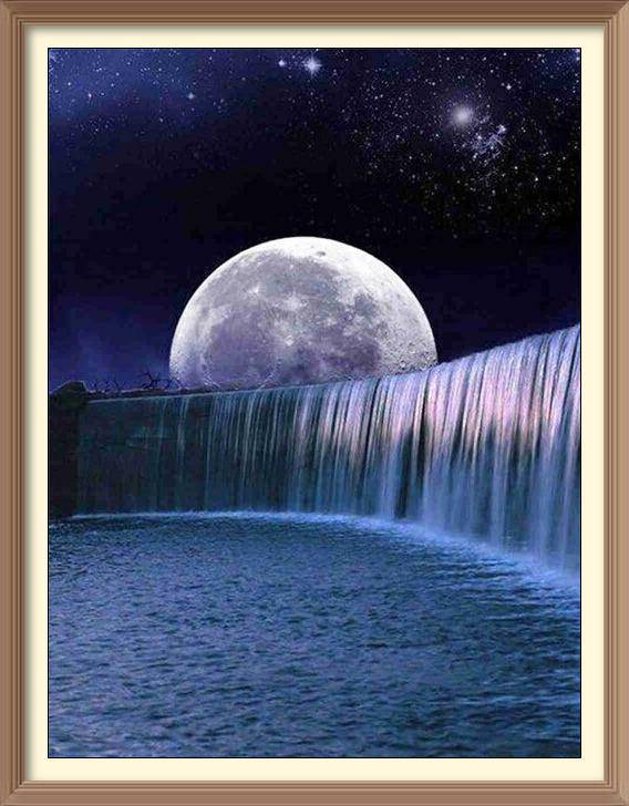 Moon Over Waterfall - Diamond Paintings - Diamond Art - Paint With Diamonds - Legendary DIY  | Free shipping | 50% Off