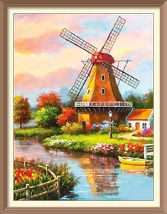 Windmill In The Flower Field 2