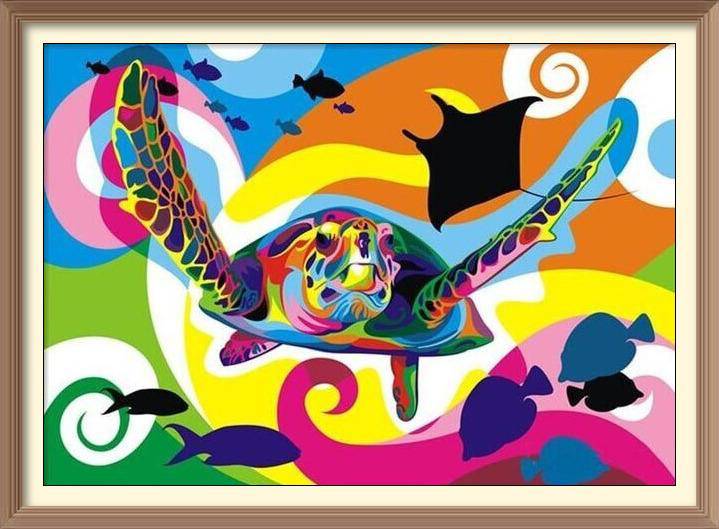 Multicolored Sea Turtle - Diamond Paintings - Diamond Art - Paint With Diamonds - Legendary DIY  | Free shipping | 50% Off