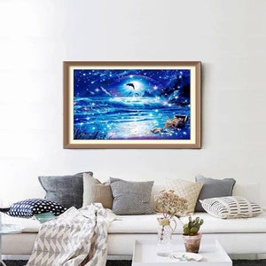 Dolphins Dancing in the Moonlight - Diamond Paintings - Diamond Art - Paint With Diamonds - Legendary DIY  | Free shipping | 50% Off