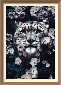 White Tiger over Flowers - Diamond Paintings - Diamond Art - Paint With Diamonds - Legendary DIY - Best price - Premium - Free Shipping - Arts and Crafts