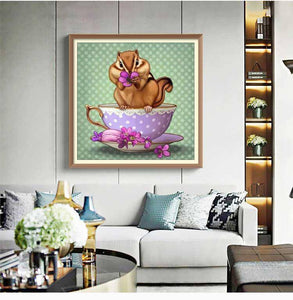 Lovely Little Squirrel And Purple Cup - Diamond Paintings - Diamond Art - Paint With Diamonds - Legendary DIY  | Free shipping | 50% Off